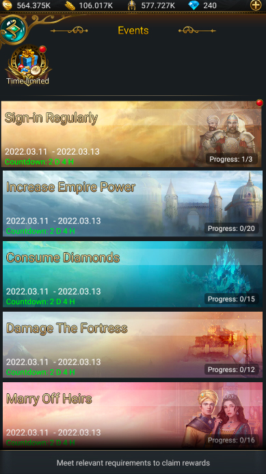 Game of Sultans: Acclaim points
