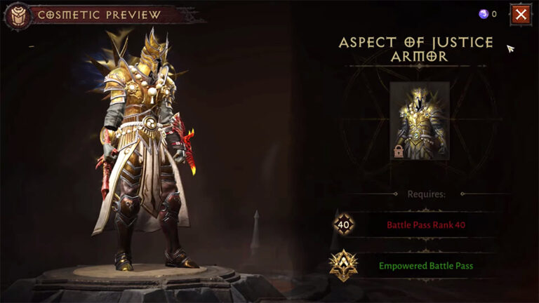 Diablo Immortal: Aspect of Justice skins