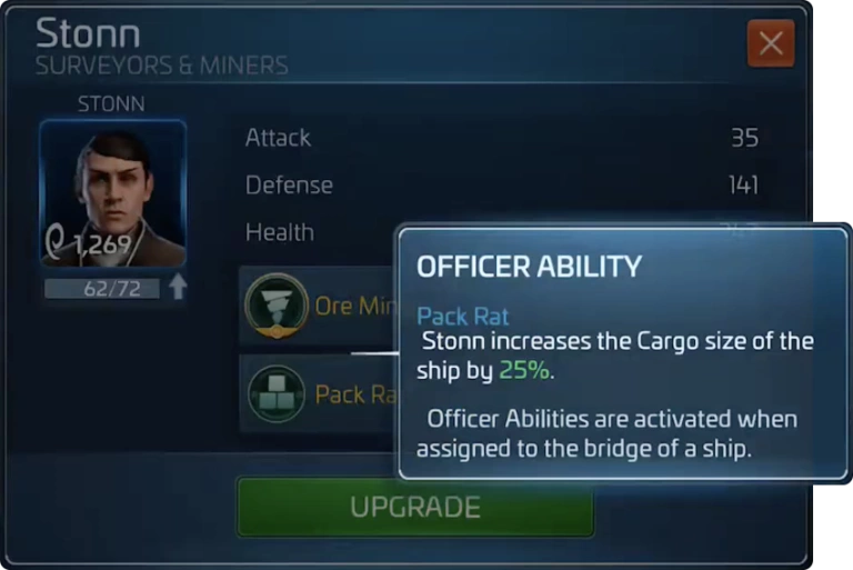 STFC: Officers that increase cargo size