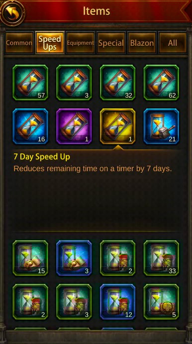 Evony: 7 day speed up