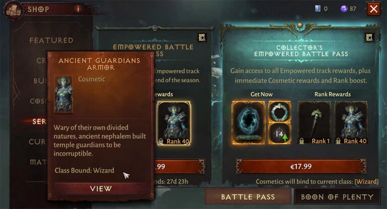 Diablo Immortal: Season 7 cosmetics