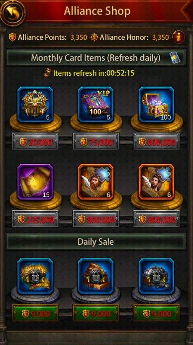 Evony: Alliance Monthly Card