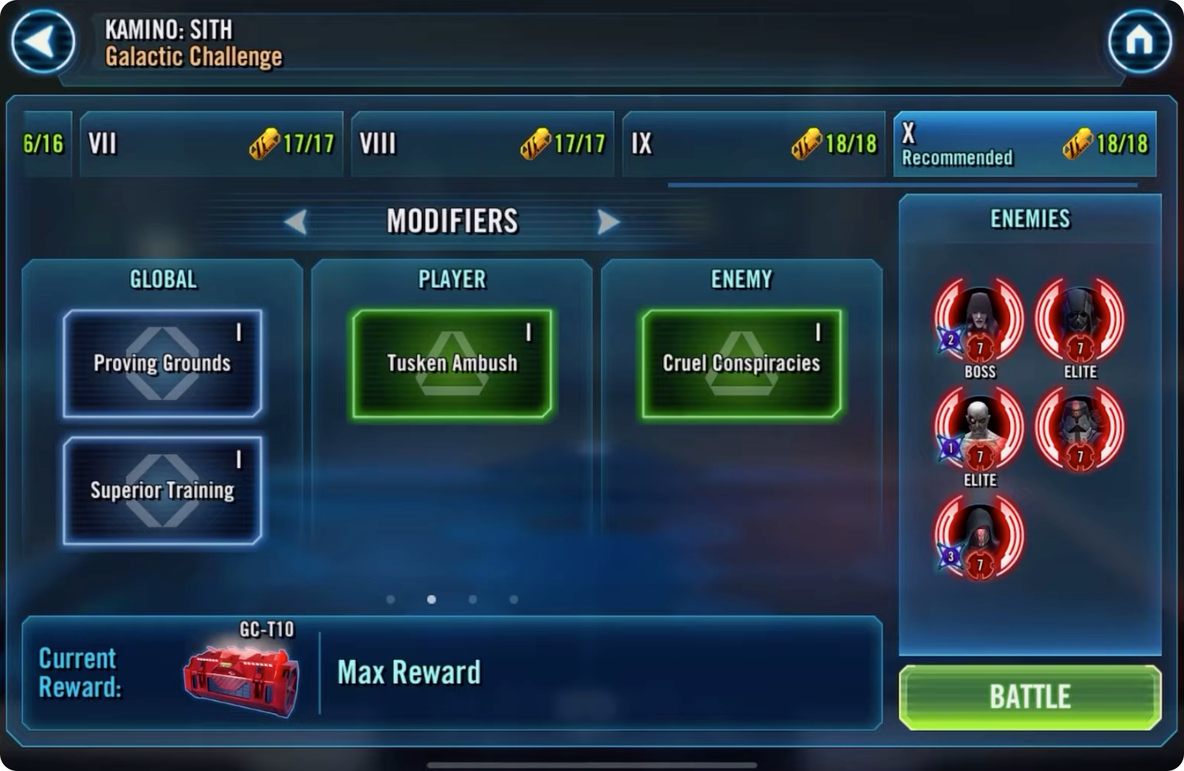SWGoH: Kamino Sith Galactic Challenge