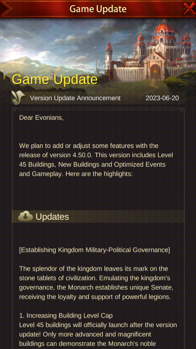 Evony: K45 Update