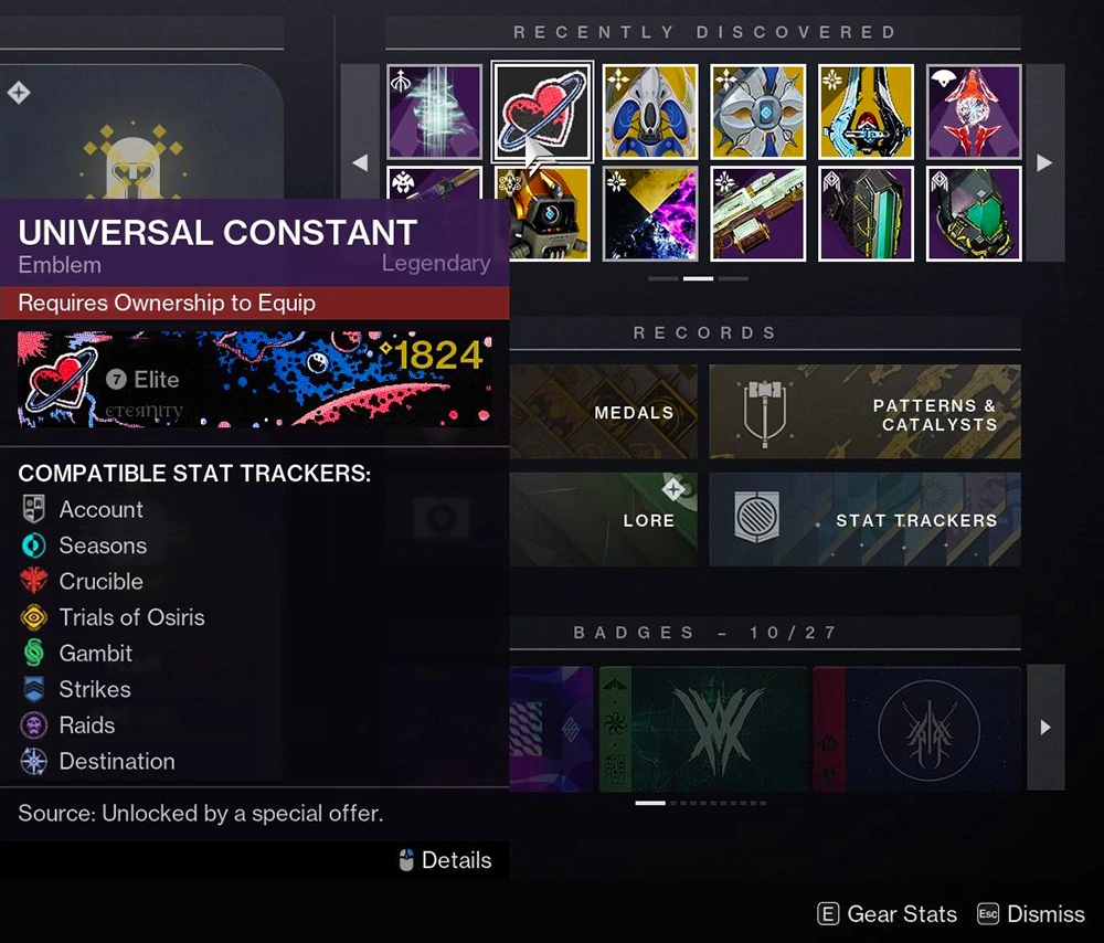 Destiny 2: Universal Constant Emblem